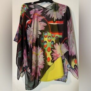 Frank Lyman Design Sheer Floral Blouse - Black and Multicolor